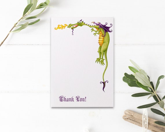 dragon-thank-you-cards-flat-cards-template-green-flying-dragon