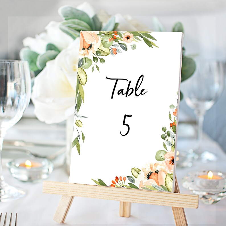 Instant Download Wedding Table Sign Template Orchard Park Wedding Table Numbers WI116 Printable Table Numbers