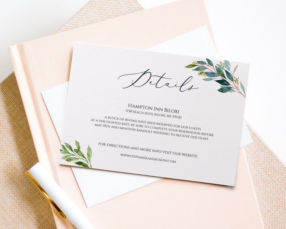 Book Request Editable Text #082-136EC Bridal or Baby Shower Details Create Any Insert Card for Wedding Greenery Enclosure Card Template