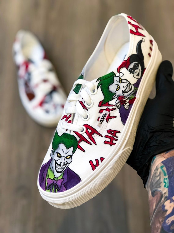 Custom painted Batman and Joker vans shoes | Vans slip on Custom painted Batman and Joker vans shoes | Vans slip on