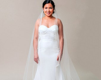 Lovely Handmade Floor Length Wedding Veil with Double Horsehair Trim, CUSTOM OPTIONS AVAILABLE