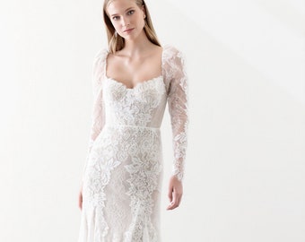 Lace Wedding Dress, Ti Amo Wedding Dress by Watters- 65100B NEW Size 8 in Ivory/Nude ready to ship or Order your size