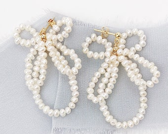 Chic Wedding Earrings that Dangle | Pearl Earrings for Wedding | Unique Earrings for Bride | Pearl Drop Bridal Earrings | Boho Earrings