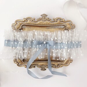 Blue Wedding Garter Set for Wedding, Bridal Lingerie Shower Gift, Lace Garter Belt, Gift for Bride, Wedding Accessories image 5