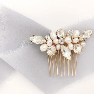 Gold Hair Comb, Wedding Headpiece, Pearl Hair Comb, Wedding Hair, Bridal Gold [shown]