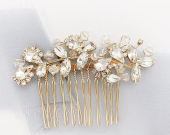 Gold Hair Comb, Crystal Hair Comb, Wedding Headpiece, Bridal Hair Piece