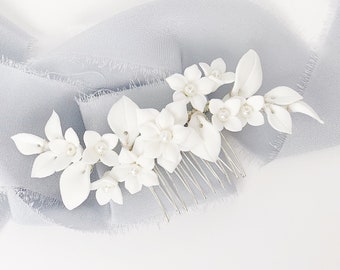 Boho Porcelain Flower Bridal Headpiece USA | Floral Bridal Hair Accessory | Flower Bridal Hair Comb Piece | Wedding Hairpiece for Bride