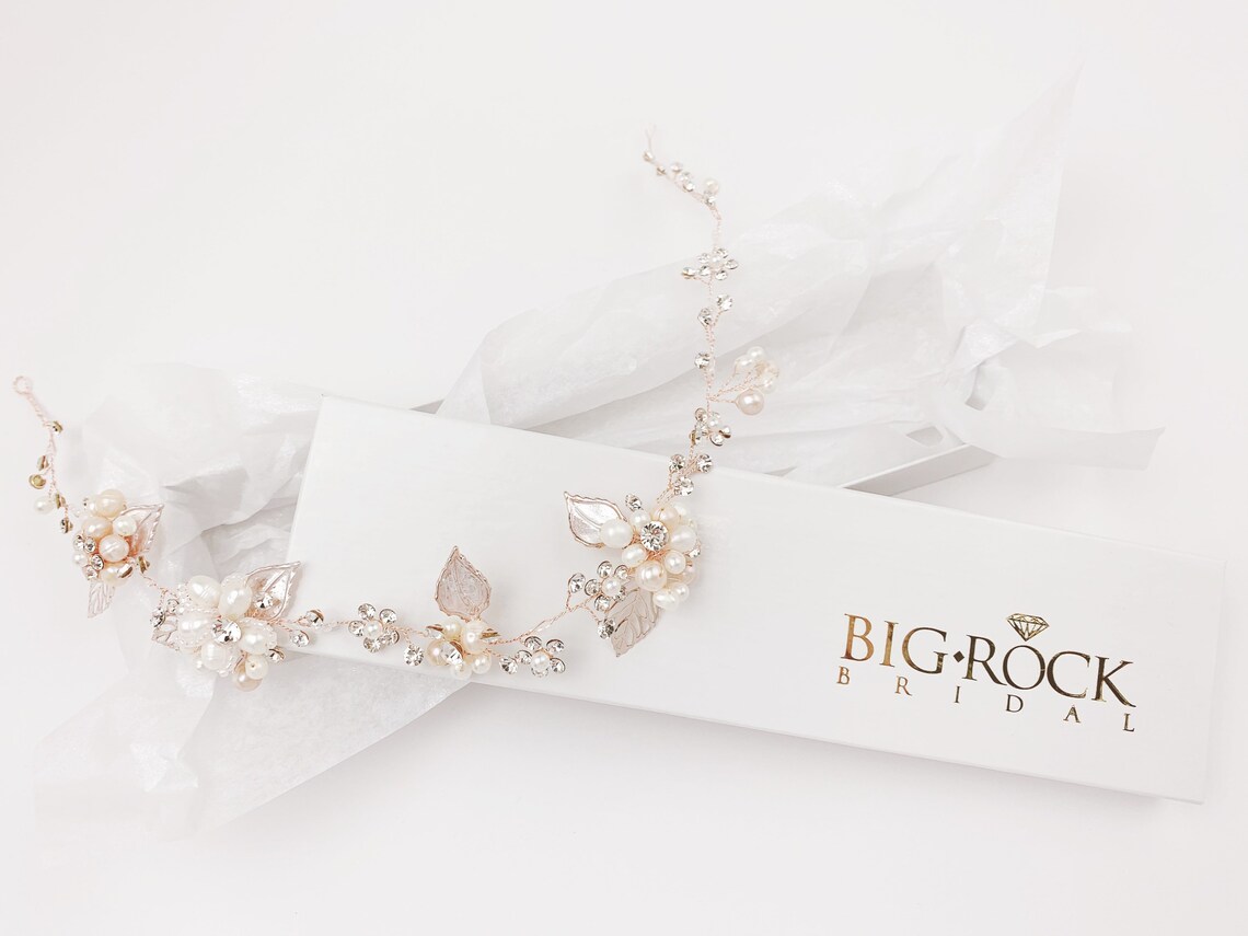 rose gold and pearl headpiece