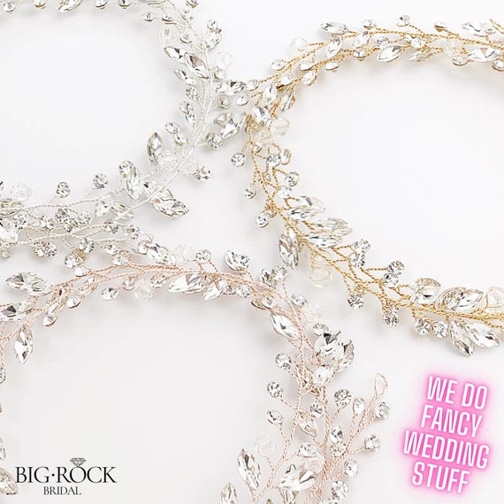Crystal Wedding Headband, Silver Bridal Hair Vine, Beaded Boho Headband, Wedding Hair Piece, Bridal Accessories, Bride to Be, Rose Gold Halo