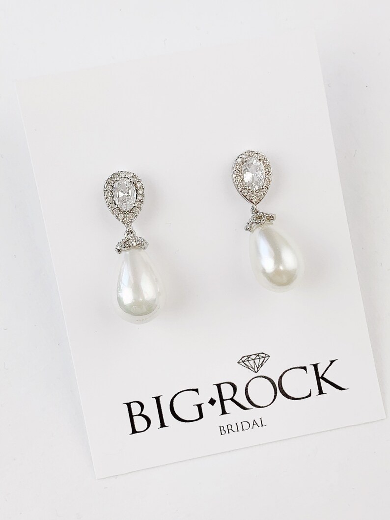 Pearl Earrings, Bridal Earrings, Dangle Earrings, Silver Earrings, Wedding image 4