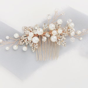 Rose Gold Hair Comb, Pearl Hair Comb, Bridal Headpiece, Wedding Hairpiece image 3