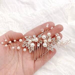 Rose Gold Hair Comb, Pearl Hair Comb, Bridal Headpiece, Wedding Hairpiece image 2