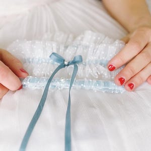 Something Blue Wedding Garter Set, Bridal Shower Gift for Bride to Be, Wedding Accessories