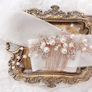 Rose Gold Hair Comb, Pearl Hair Comb, Bridal Headpiece, Wedding Hairpiece image 4