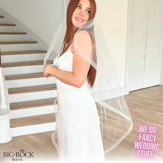 Waltz Length Wedding Veil, Off White, Bridal Veil, Ivory Veil with Blusher, Fingertip Veil, Wedding Accessories, Bride to Be, Simple Veil