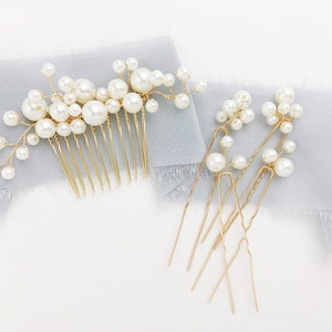 Pearl Bridal Hair Comb Rose Gold Silver Wedding Headpiece Pearl Gold Wedding Hair Pins for Bride Pearl Bridal Hair Piece Wedding Updo image 6