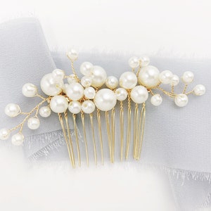 Pearl Bridal Hair Comb Rose Gold Silver Wedding Headpiece Pearl Gold Wedding Hair Pins for Bride Pearl Bridal Hair Piece Wedding Updo Pearl Hair Comb Only