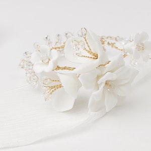 Floral Wedding Bracelet in Gold, Bridal Jewelry image 7