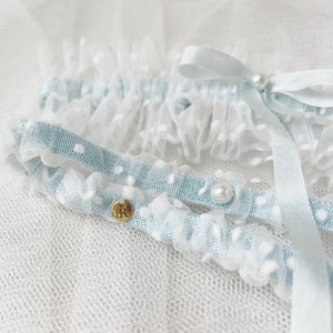 Blue Wedding Garter Set for Wedding, Bridal Lingerie Shower Gift, Lace Garter Belt, Gift for Bride, Wedding Accessories image 3