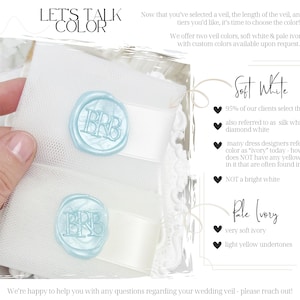 Tulle Wedding Veil Color Swatch Card: Soft White & Pale Ivory