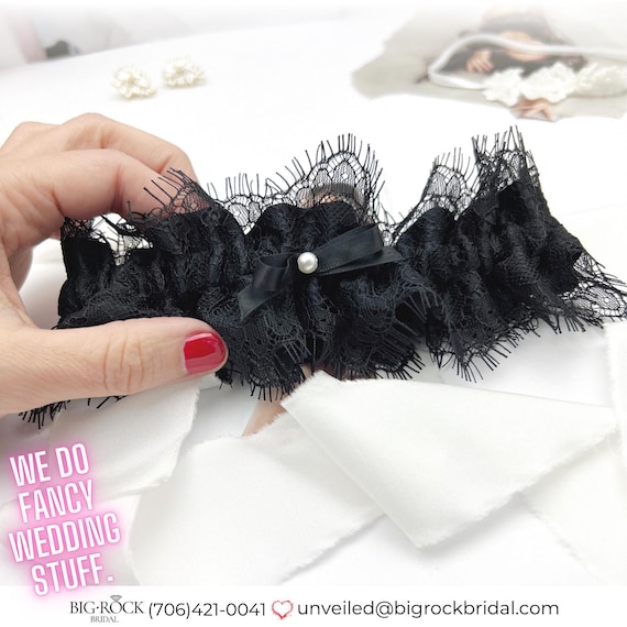 Black Chantilly Lace Wedding Garter, Bridal Garter Belt Lingerie, Handmade Wedding Accessories, Bridal Shower Bride Gift for Bride to Be