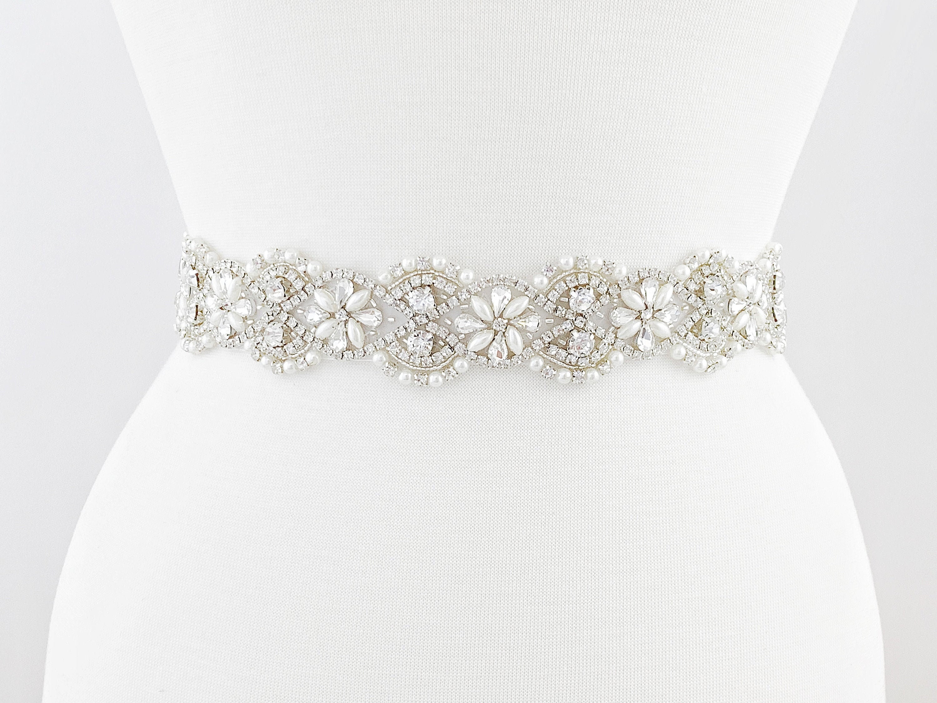 pearl wedding dress belt