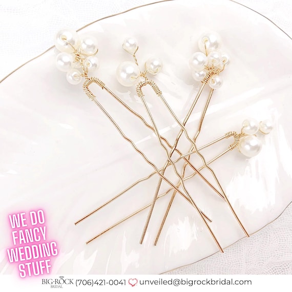 Pearl Wedding Hair Pins, Handmade Wedding Hair Accessories, Pearl Hairpins, Bridal Hair Pins, Wedding Hair Piece, Bridesmaid Gift