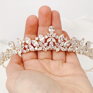 Gold Wedding Tiara For Bride | Silver Crystal Bridal Tiara Headband for Wedding | Gold Crystal Wedding Crown Tiara for Women or Quinceanera