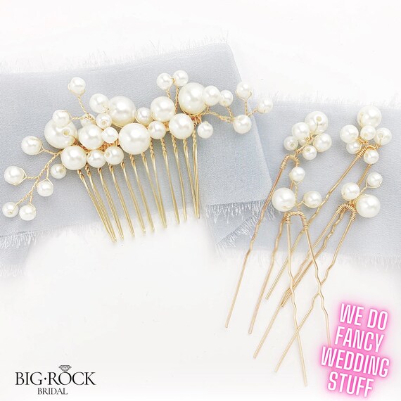Pearl Hair Comb Set Bride Gifts, Wedding Accessories, Hair Pins Bridal Headpiece, Bridal Hair Pins Wedding Headpiece, Bridal Shower Gifts