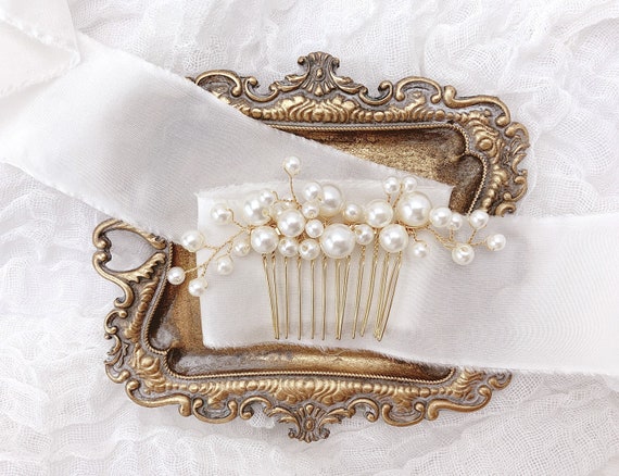Pearl Bridal Hair Comb Rose Gold Silver Wedding Headpiece - Etsy Pearl Bridal Hair Comb Rose Gold Silver Wedding Headpiece - Etsy