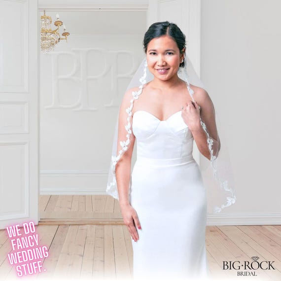 Simple Lace Trim Bridal Veil, Ivory Wedding Veils, Waltz Length Veil, Cathedral Wedding Veil, Long Veil, Off White Bridal Accessories
