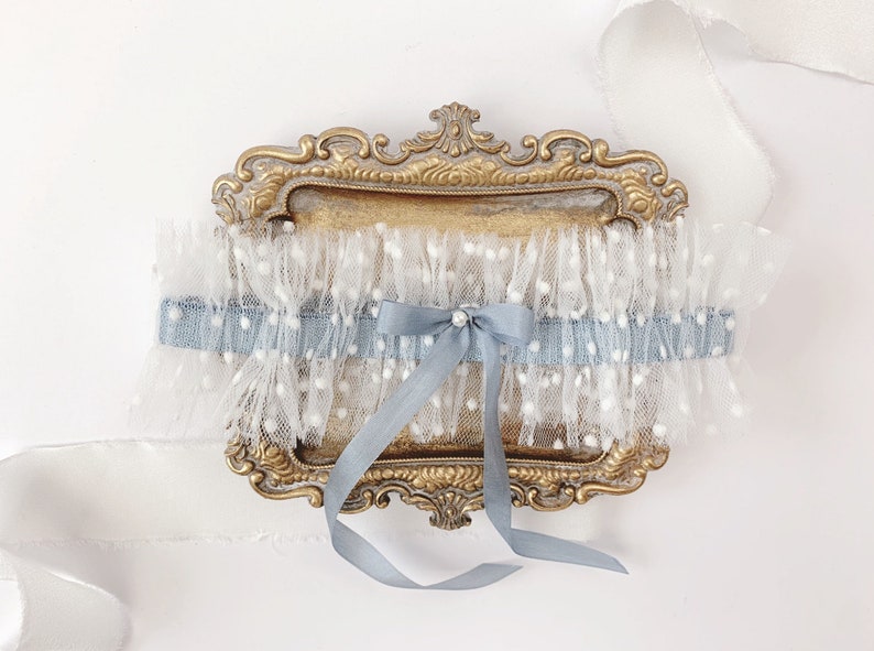 Blue Wedding Garter Set for Wedding, Bridal Lingerie Shower Gift, Lace Garter Belt, Gift for Bride, Wedding Accessories image 5