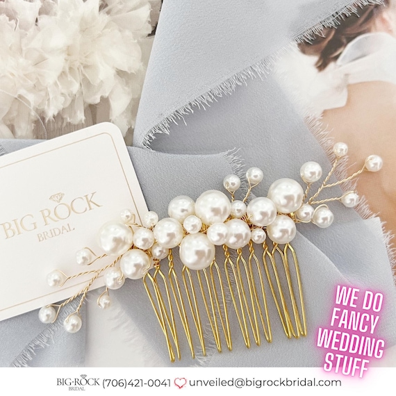 Pearl Hair Comb Set Bride, Pearl Hair Pins Bridal Headpiece, Bridal Hair Pins Wedding Headpiece