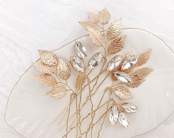 Boho Gold Leaf Hair Pin Set for your Fall Wedding