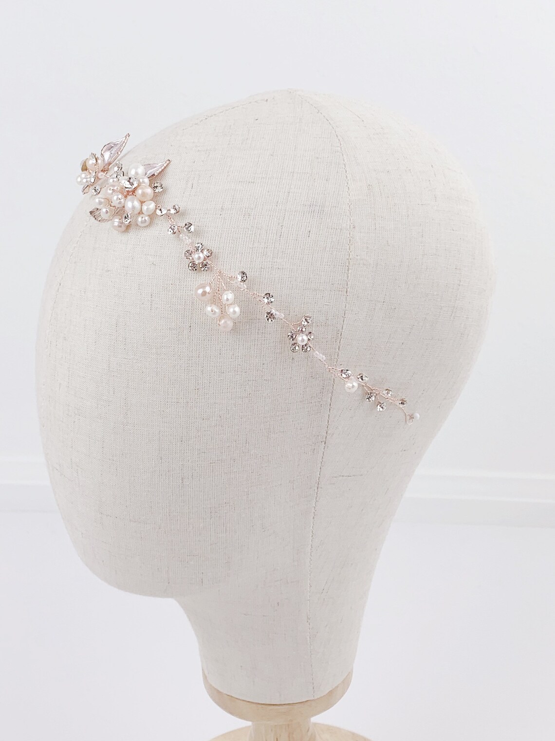 rose gold and pearl headpiece