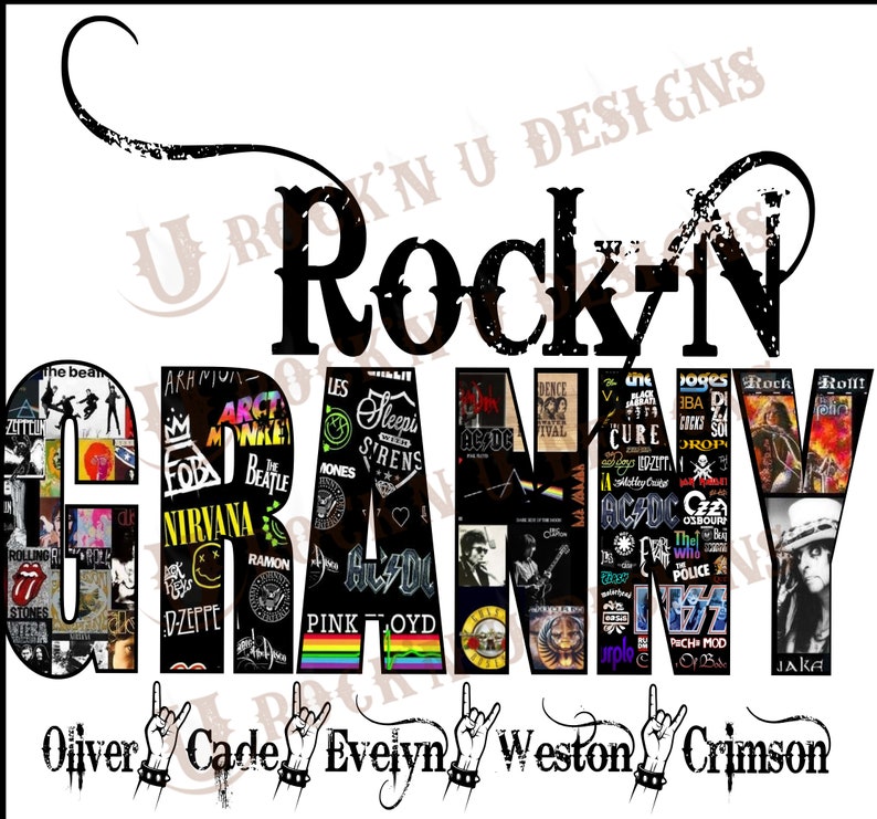 Rock-n Granny With Sleeves - Personalized Custom Design T-shirt - Etsy