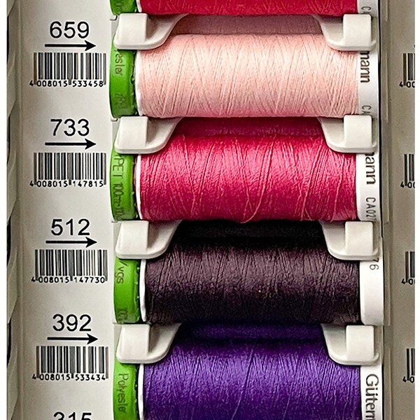 Gutermann Recycled Polyester Thread rPET 110 Yards - Reds - Purples - Blues