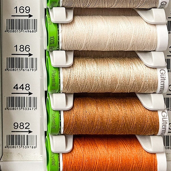 Gutermann Recycled Polyester Thread rPET 110 Yards - Browns - Tans - Oranges