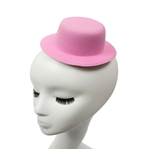 Mini Top Hat Fascinator Base -  5" Diameter with Hair Clips - Light Pink