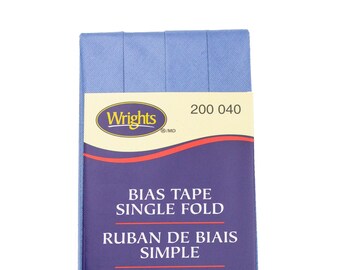 Cotton Bias Tape Wrights Single Fold .5" Wide 4 Yards - Light Blue