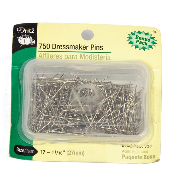 Dritz Dressmaker Pins Size 17 Nickle Plated Steel - 1 1/16" - 750 Ct