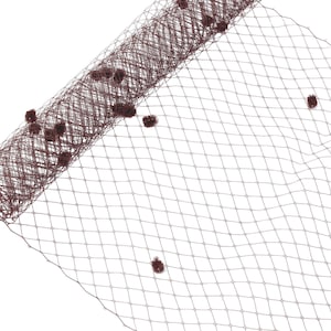 Birdcage Veil Netting with Dots, 10&quot; Wide, Sold by the Yard  - Brown