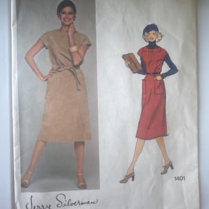 Vogue 1401 1970s pattern for misses&#39; loose-fitting dress, size 10 Jerry Silverman American Designer