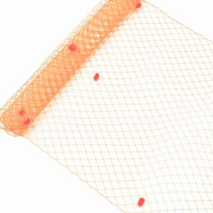 Birdcage Veil Netting with Dots, 10&quot; Wide, Sold by the Yard  - Orange