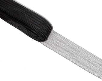 Pleated Crinoline Horsehair Braid 2" (4.5 cm) Wide - Black - Sold by the Yard