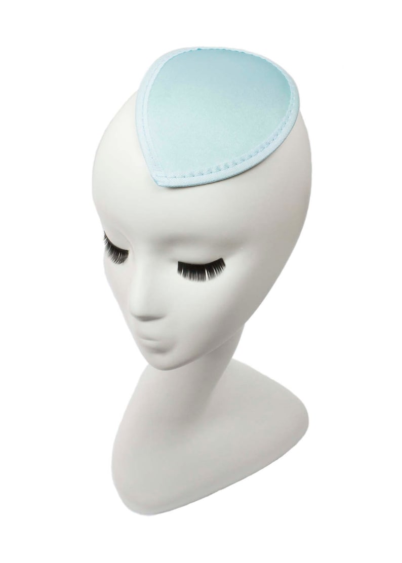 Light Blue Satin Teardrop Fascinator Hat Base with Hair Clips 6 x 4 12