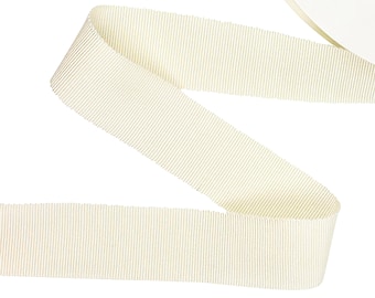 Nastro Petersham in cotone e rayon da 25 mm (1") - Venduto tagliato su misura - Avorio