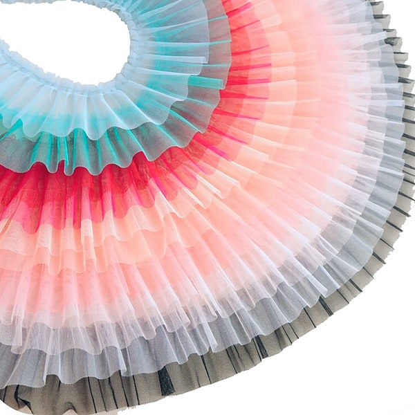 Tulle Pleated Ruffle Trim 10 cm Wide - Sold by the Yard