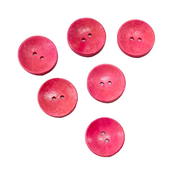 Colorful Wood Buttons - 25 mm (1") Diameter Two Hole - 6 Pieces