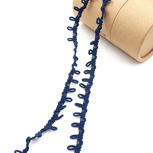 Looped Fastening Trim 1/2" Button Loop Sold By Yard - Navy Blue